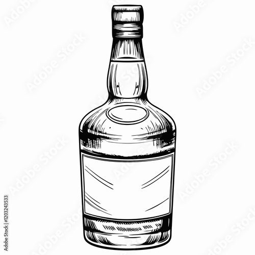 Black and white illustration of a liquor bottle