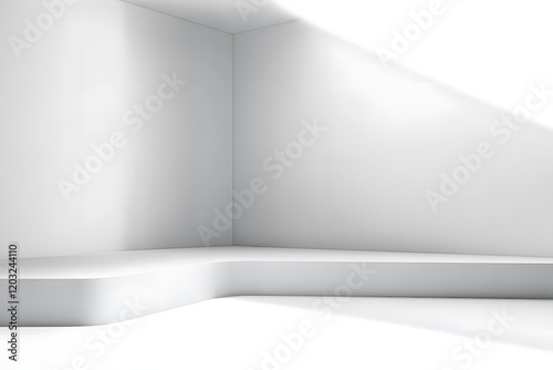 Wallpaper Mural White room corner empty interior wall design on modern floor light indoor 3d home background of blank space perspective creative studio stage concept or simple presentation showroom display backdrop. Torontodigital.ca