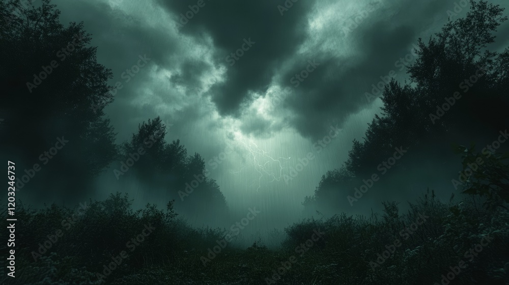 The oppressive atmosphere of the misty forest The oppressive atmosphere of the misty forest