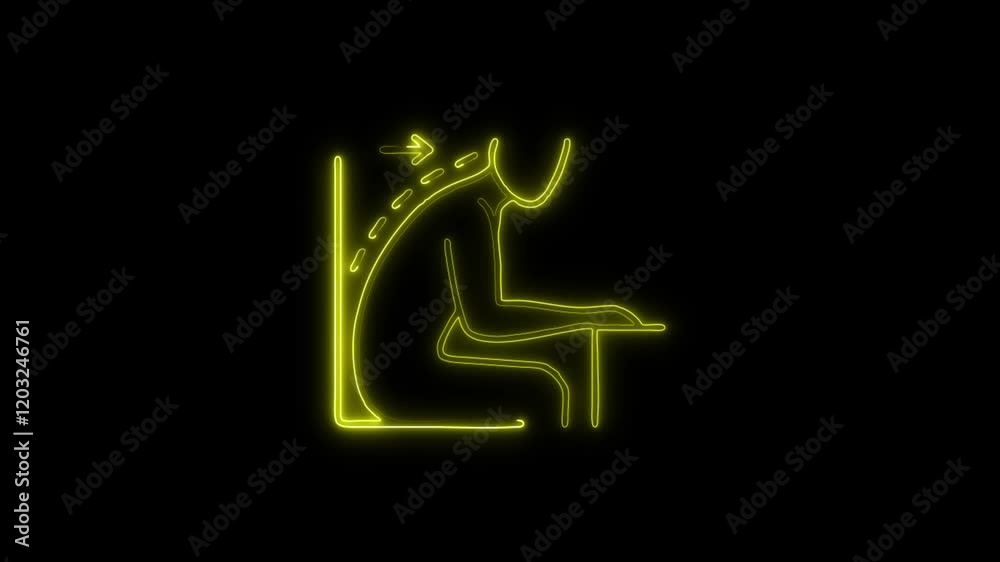 Glowing neon Human Position icon isolated on black background. HD Video motion graphic animation Glowing neon Human Position icon isolated on black background. HD Video motion graphic animation