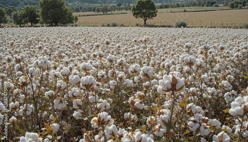 es champs de coton en attente de récolte à Antalya, Turquie, agriculture du coton, exploitation agricole, paysage rural, croissance végétale. photo