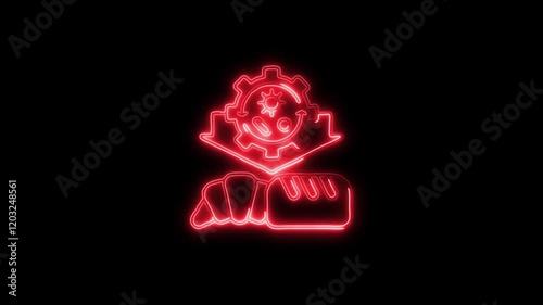 Glowing neon Microbiology  icon isolated on black background. HD Video motion graphic animation photo