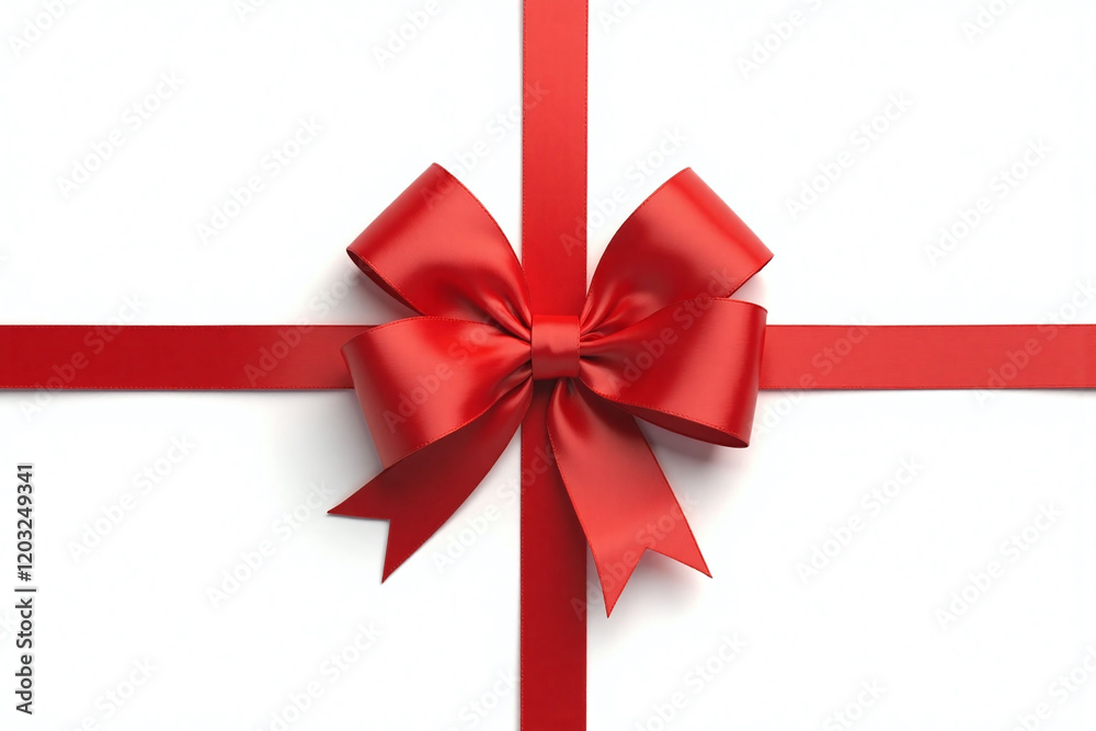 bright red satin ribbon forming neat bow on pure white background bright red satin ribbon forming neat bow on pure white background