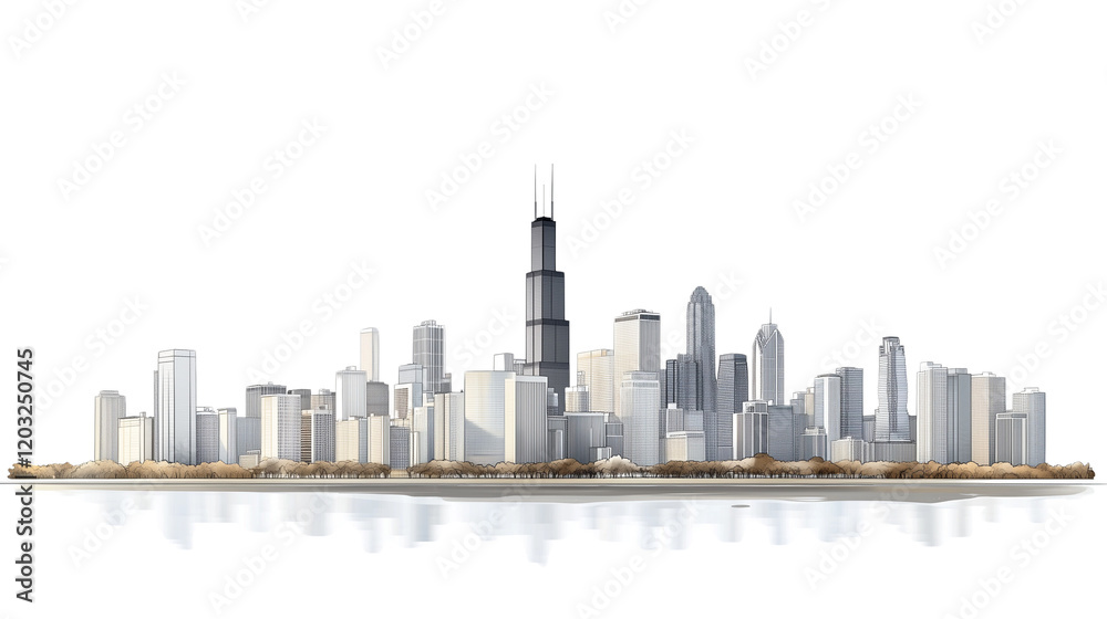 Fototapeta premium a simple modern city skyline isolated on a transparent background