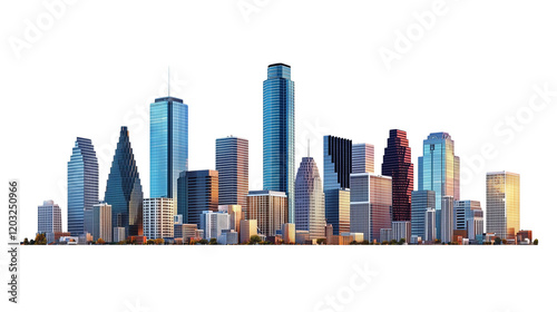 a simple modern city skyline isolated on a transparent background
