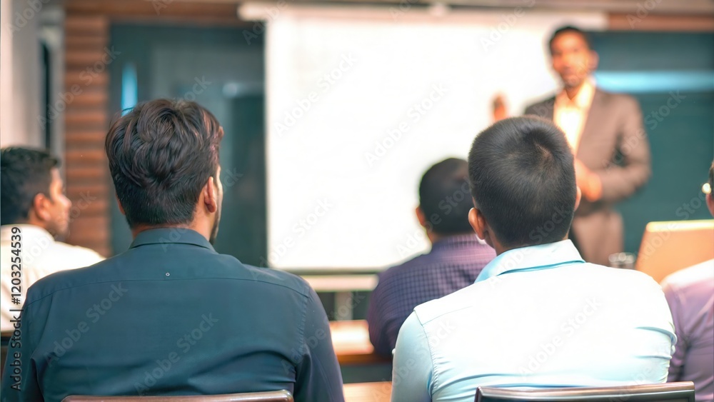 Obraz premium Corporate Training Session – Indian employees attending a professional development training session. 
