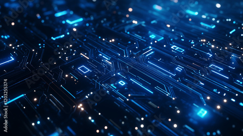 Blue High Tech Circuitry Background