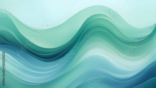 Wallpaper Mural Abstract teal and turquoise wave background with flowing, layered curves. Torontodigital.ca