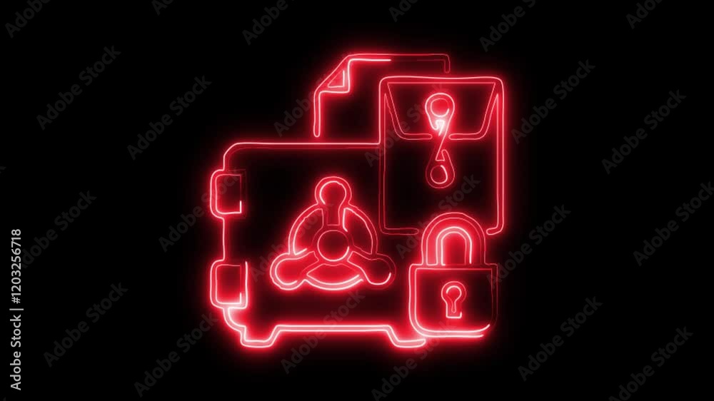 Glowing neon Vault icon isolated on black background. HD Video motion graphic animation Glowing neon Vault icon isolated on black background. HD Video motion graphic animation