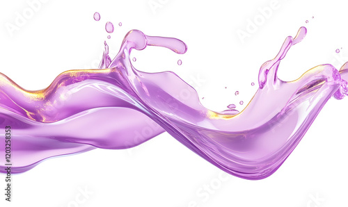 Purple liquid splash, flowing wave, dark background, cosmetic ad