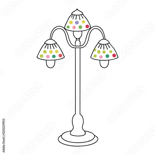 Cute, Colorful, Decorative Outdoor Lamp Illustration