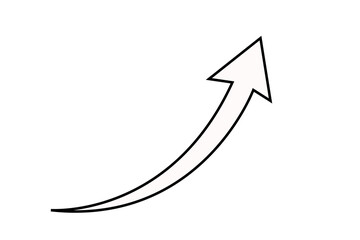 White curve arrow graph with black border icon transparent background. flat style. arrow icon for web site design, logo, app, UI design