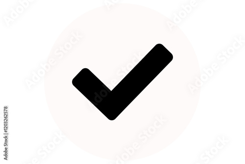 black right tick check mark on white circle background over transparent png file  flat style. tick icon for web site design, logo, app, UI design