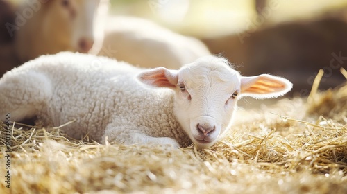 Livestock in a farm setting, potential usecase for agricultural or rural themes photo