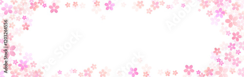 春の水彩の桜　横長フレーム　1