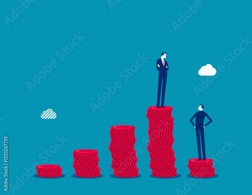Business comparison and imbalance. Business contrasts vector flat style