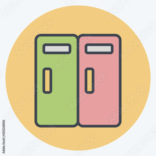 Icon Lockers. related to Kindergarten symbol. color mate style. design editable