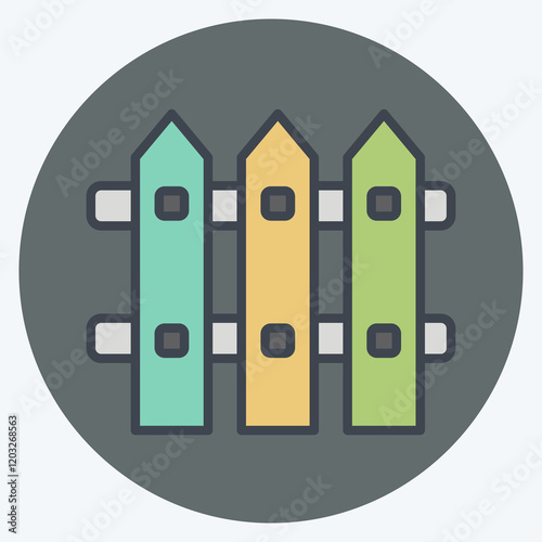 Icon Fence. related to Kindergarten symbol. color mate style. design editable