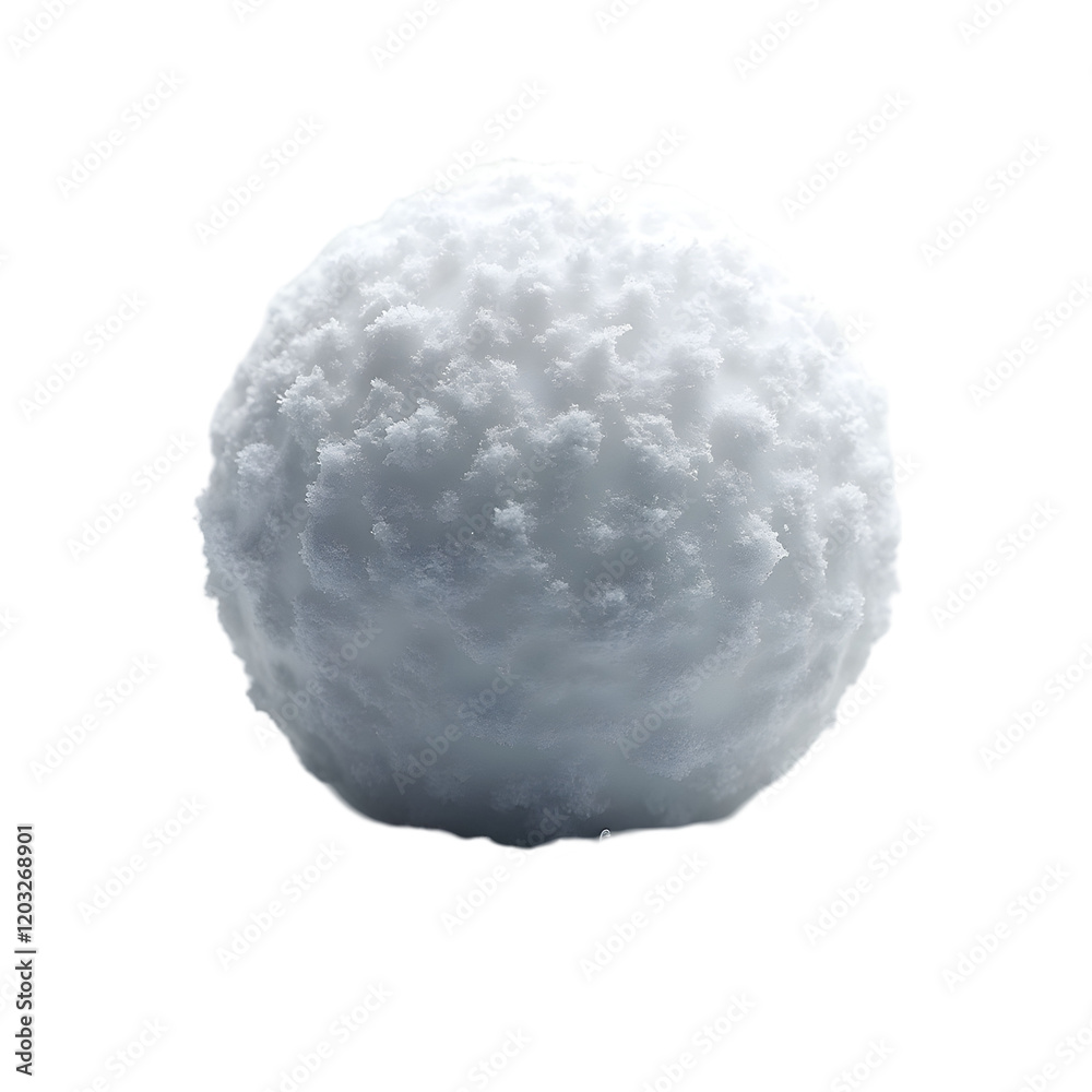 Close-up of a detailed snowball isolated on transparent background. Cut out Close-up of a detailed snowball isolated on transparent background. Cut out