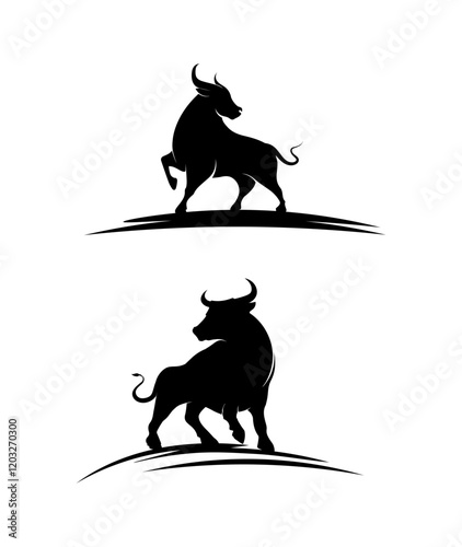 Bull and buffalo head cow logo design vector animal