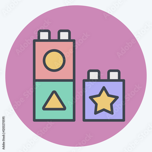 Icon Blocks. related to Kindergarten symbol. color mate style. design editable