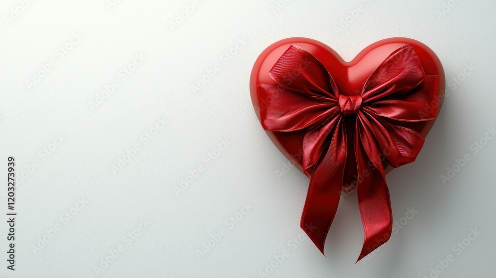 Red heart with ribbon on white background, gift concept Red heart with ribbon on white background, gift concept