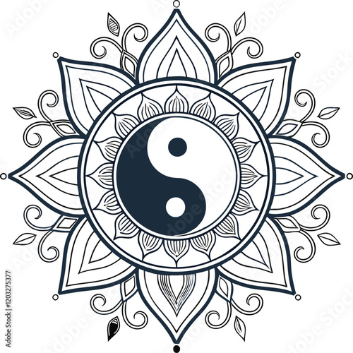  yin-yang-mandala An intricate mandala with symmetrical patterns, perfect for art, décor, and meditation projects