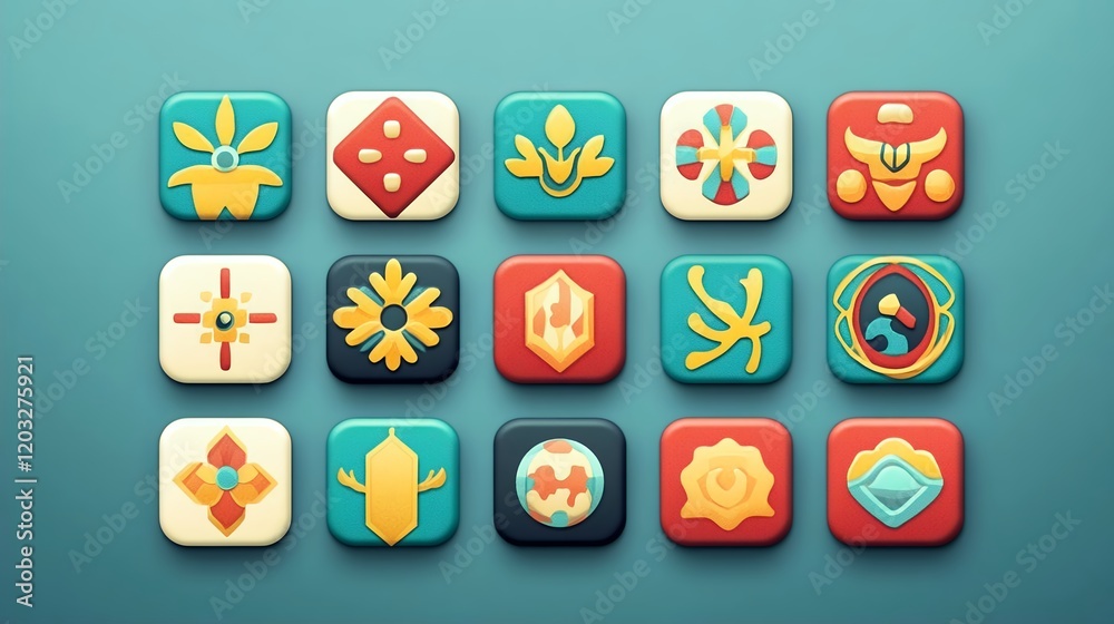 Obraz premium Vibrant App Icon Design Set Modern Colorful Ui Elements