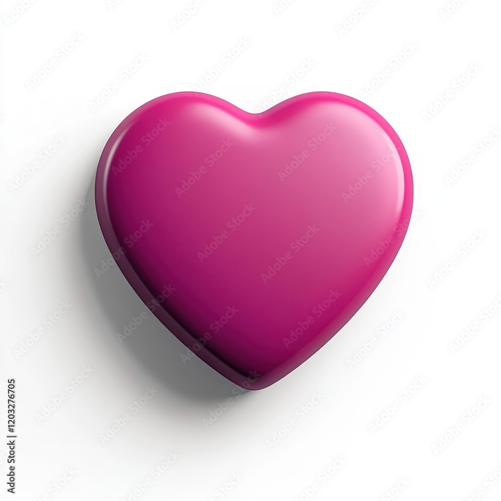 Shiny pink heart shape on a white background.