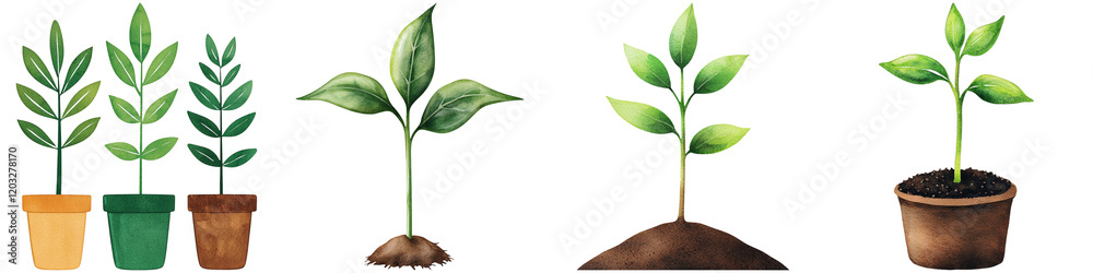 Passion motivation and excitement, Various potted plants at different growth stages, showcasing vibrant green leaves and healthy soil. Passion motivation and excitement, Various potted plants at different growth stages, showcasing vibrant green leaves and healthy soil.