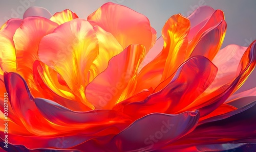 Close-up of a vibrant, glowing orange and pink flower.