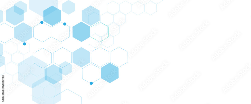Vector hexagons pattern. Geometric abstract background with simple hexagonal elements. Medical, technology or science design