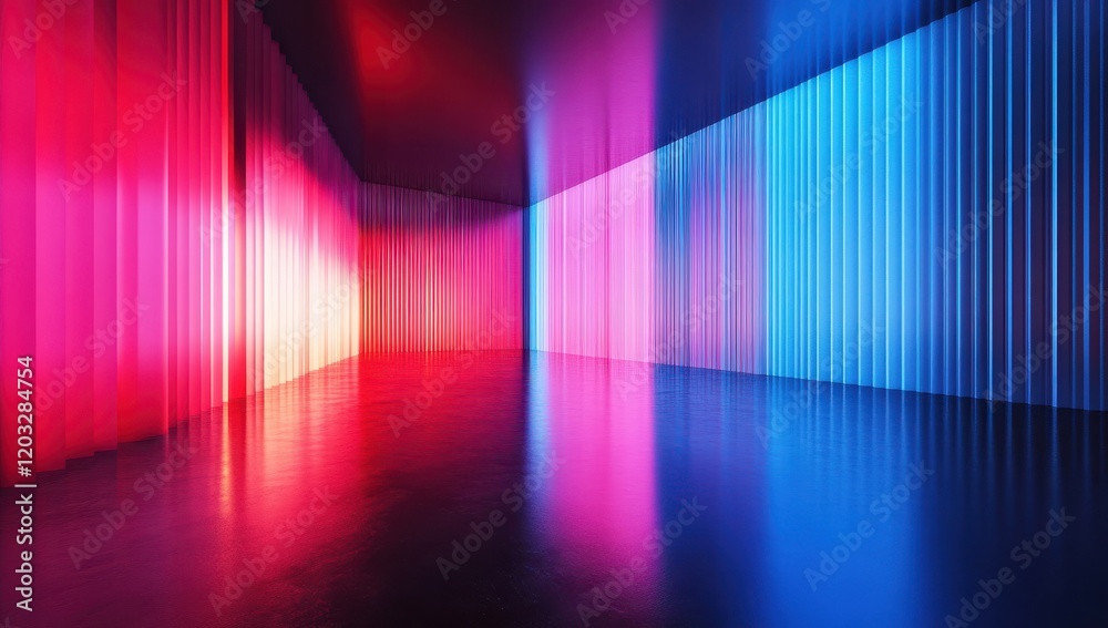 Vibrant Abstract Space with Colorful Lighting Effects and Reflections in a Modern Interior Setting Vibrant Abstract Space with Colorful Lighting Effects and Reflections in a Modern Interior Setting