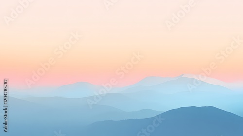 Serene Pastel Mountainscape at Sunrise or Sunset