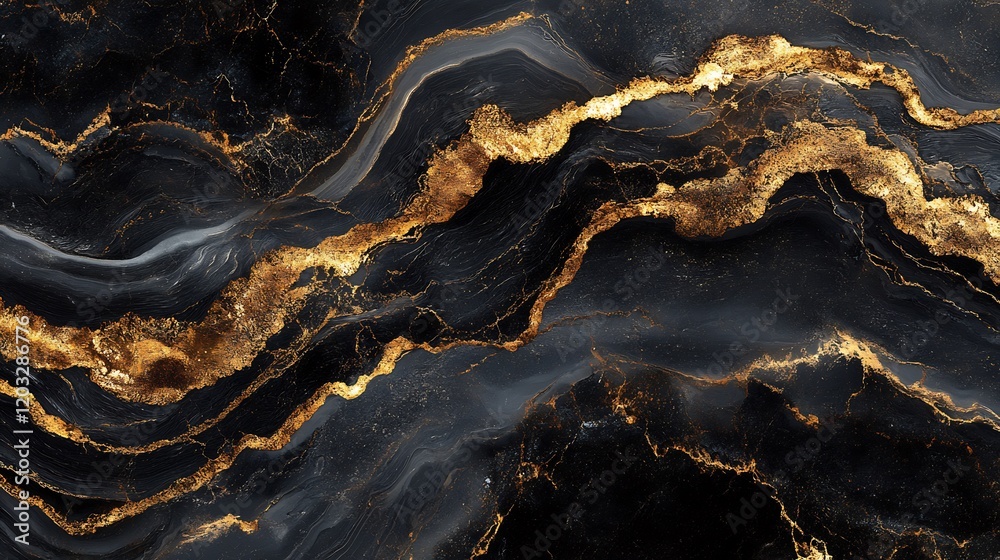 Midnight black marble texture with subtle gold veins running in smooth wave patterns The dark glossy stone exudes sophistication perfect for luxurious countertops and interior accents Midnight black marble texture with subtle gold veins running in smooth wave patterns The dark glossy stone exudes sophistication perfect for luxurious countertops and interior accents
