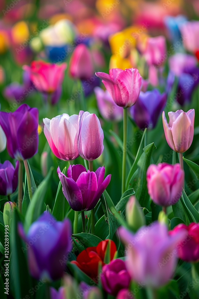 Obraz premium tulips on the spring meadow
