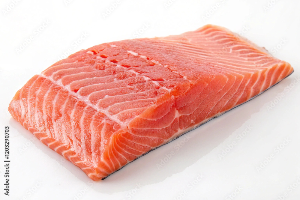 Raw Salmon Fillet A vibrant red slice of fresh, healthy seafood, ready for cooking or sushi Raw Salmon Fillet A vibrant red slice of fresh, healthy seafood, ready for cooking or sushi