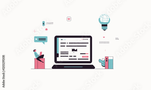 AI Content Generator and Writer Bot for E-commerce and Marketing in Flat Design