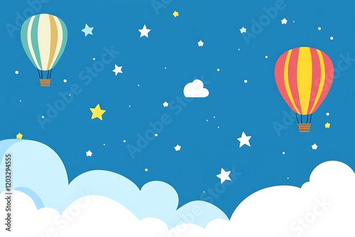 Wallpaper Mural Night Sky with Hot Air Balloons and Clouds Torontodigital.ca