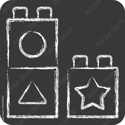 Icon Blocks. related to Kindergarten symbol. chalk Style. design editable