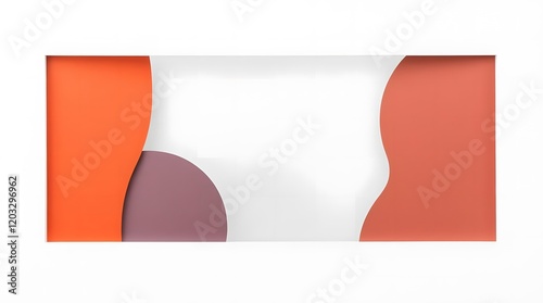 A minimalist abstract artwork featuring overlapping organic shapes in warm colors.