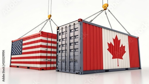 Shipping Containers of US and Canada economy concept. 