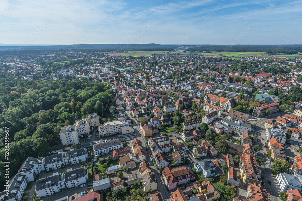 Obraz premium Die mittelfränkische Stadt Schwabach in der Metropolregion Nürnberg im Luftbild