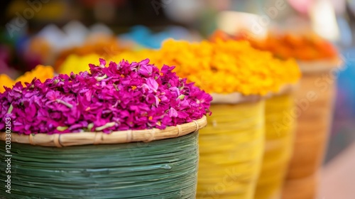 a vibrant colorful flower market in india