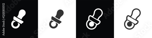 Simple Dummy Teat icon. Baby pacifier, dummy, soother or teether flat vector icon. Flat icon of pacifier baby. Baby care vector illustration in black, white and transparent background. Eps10