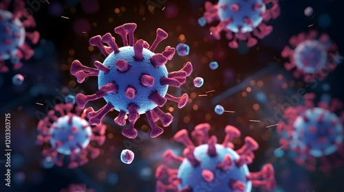 Detailed molecular animation showcasing the effects of antivirals on the structure and function of the HMPV virus a crucial tool for medical research and healthcare