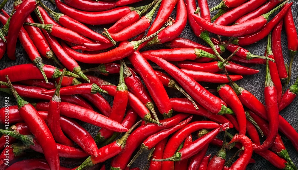 Fresh red chili peppers shown in a creative arrangement, expressing spiciness and culinary vibrancy. Captures the essence of fresh ingredients, bold flavors, and the art of cooking. Background Fresh red chili peppers shown in a creative arrangement, expressing spiciness and culinary vibrancy. Captures the essence of fresh ingredients, bold flavors, and the art of cooking. Background