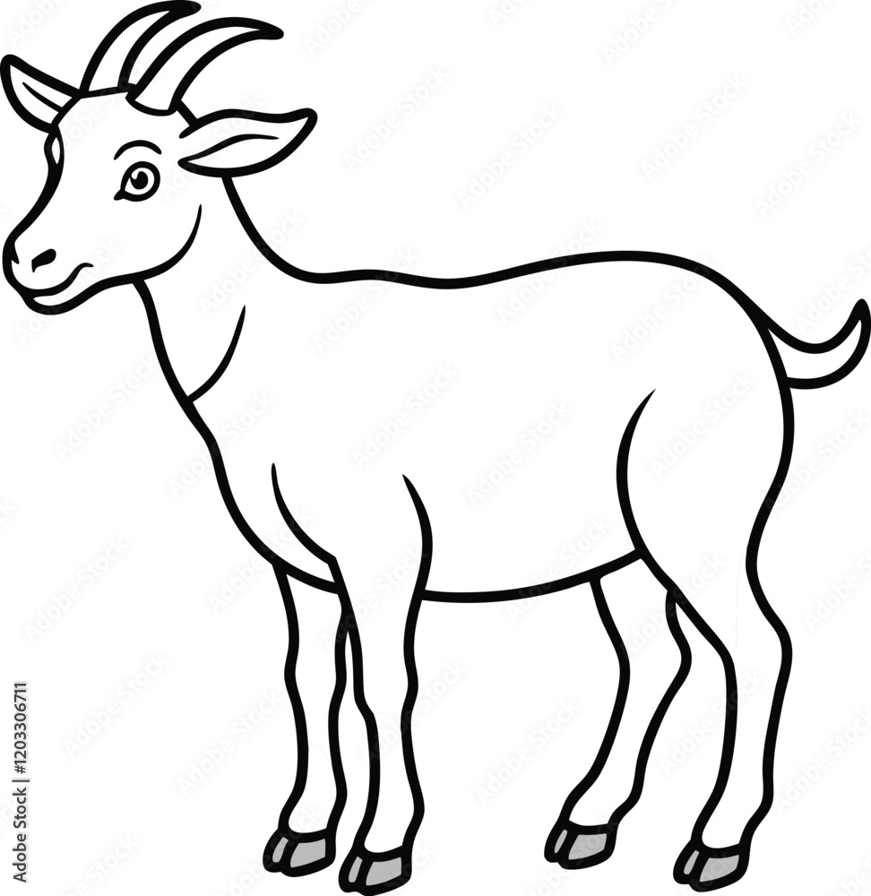 Beautiful animal goat line art vector artwork illustration Beautiful animal goat line art vector artwork illustration
