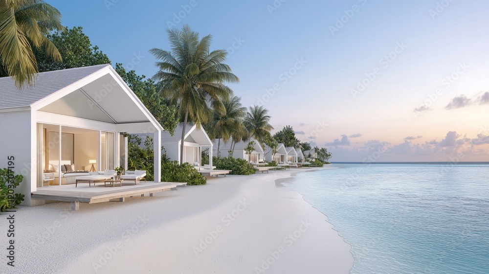 Luxury Beachfront Villas at Sunset