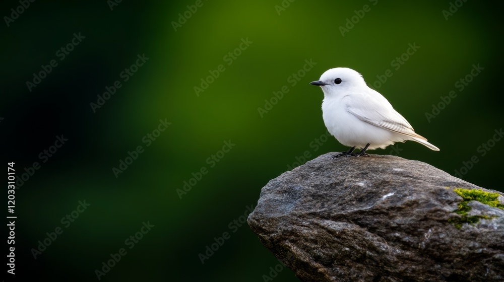 A small white bird perched on a rock. A small white bird perched on a rock.